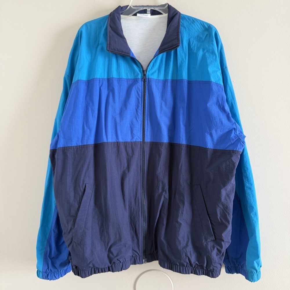 Vintage 80's Cheetah Mervyns Men's Windbreaker Jacket Blue Color Block Size XL